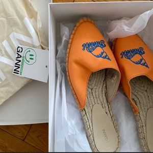 Ganni embroidered slides